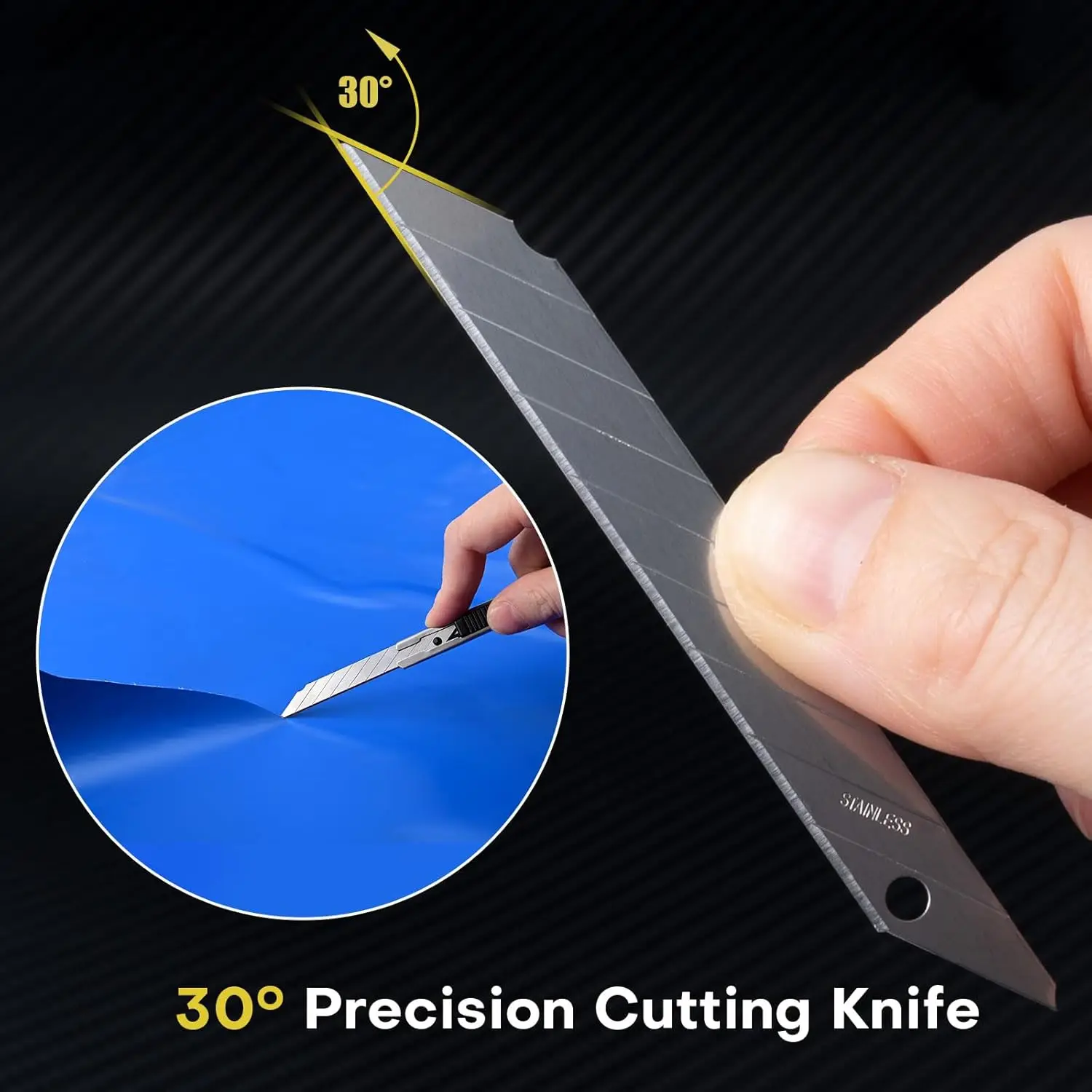 EHDIS Stainless Steel Blades Replacement 30/60 Degree Snap-Off Blade Spare Tools For Art Utility Craft Knife Film Paper Cutting