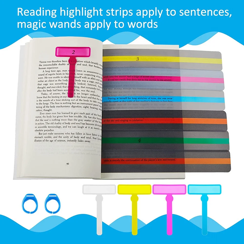 12 pezzi strumenti di lettura colorati per bambini strumenti ADHD strumenti dislexia strisce guida di lettura strumento di lettura della velocità