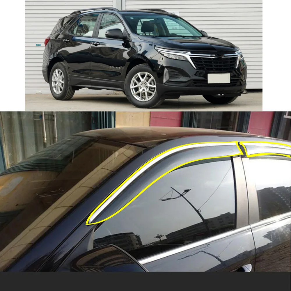 

Car Sticker Plastic Window Glass Wind Visor Rain/Sun Guard Vent Parts For CHEVROLET Equinox Third GE 2017 2018 2019 2020 2021