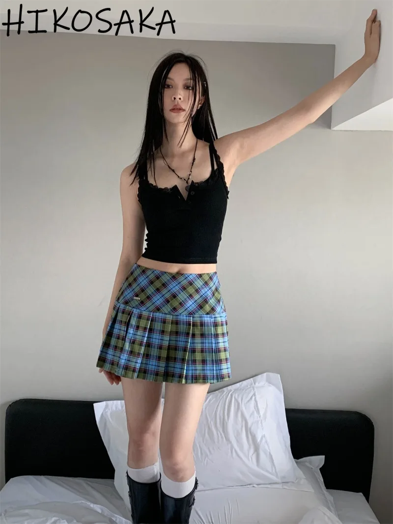 

Korean Preppy Style Vintage Plaid Mini Jupe Female Autumn New Casual Pleated Skirts Y2k Aesthetic Grunge E-girls Faldas Mujer