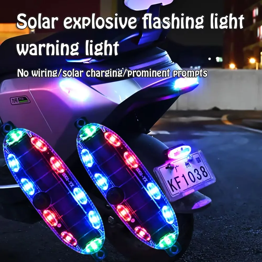 New Solar Flashing Warning Light Adjustable Warning Safety Strobe Light LED RGB Multi-mode Parking Lamp Universal