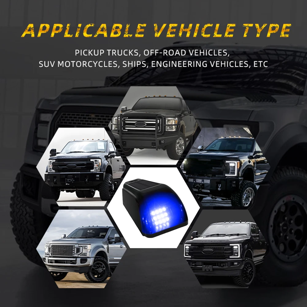 LED Wireless Truck Roof Lights Reusable Universal Alarm Lamp Wear Resist Roof Mouse Light for Pickup Trucks SUV Motorcycles