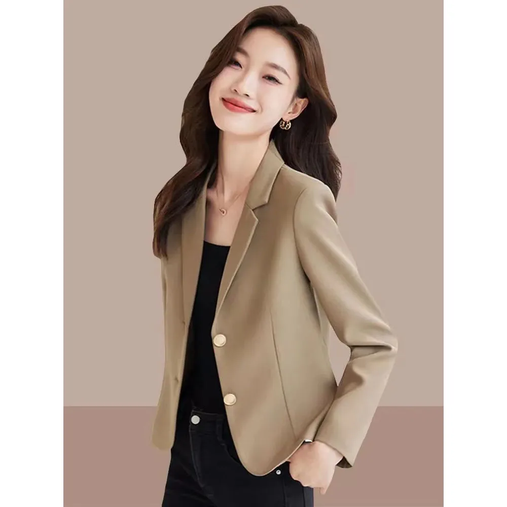 Advanced Sense Temperament Slim Small Blazers New Spring Autumn Short Women Jacket Casual Coffee Suit Coat Female Blazer Outwear