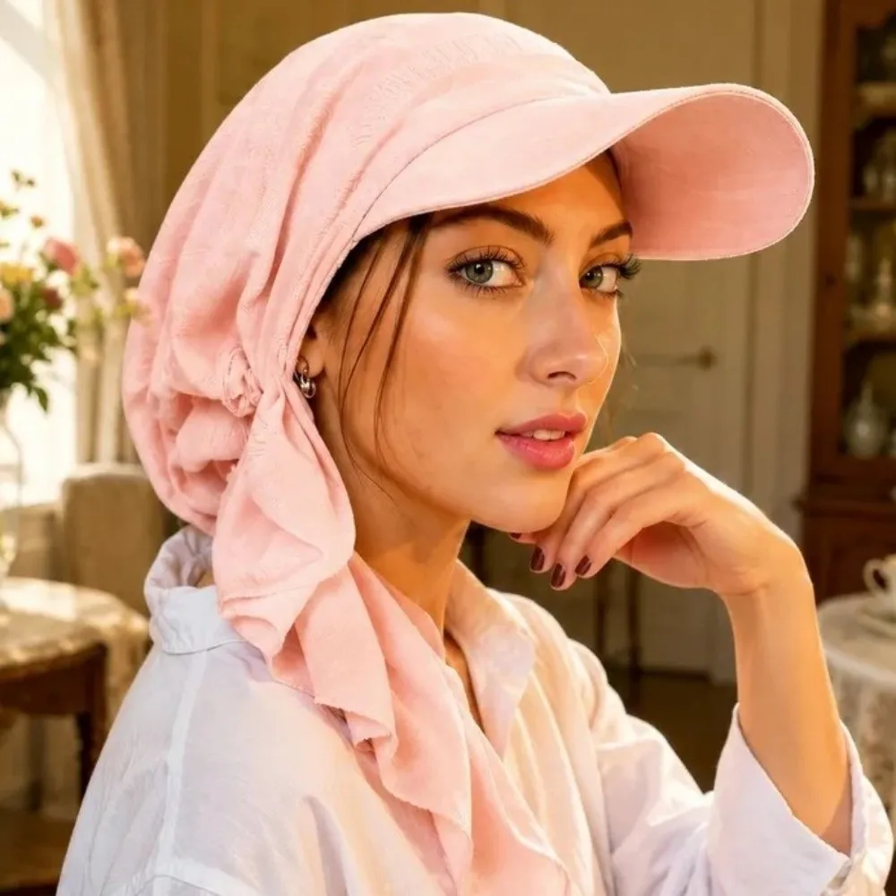 Solid Color Turban Hat Curved Brim Stretch Fabric Baseball Cap Headscarf Breathable Material Sunshade Design