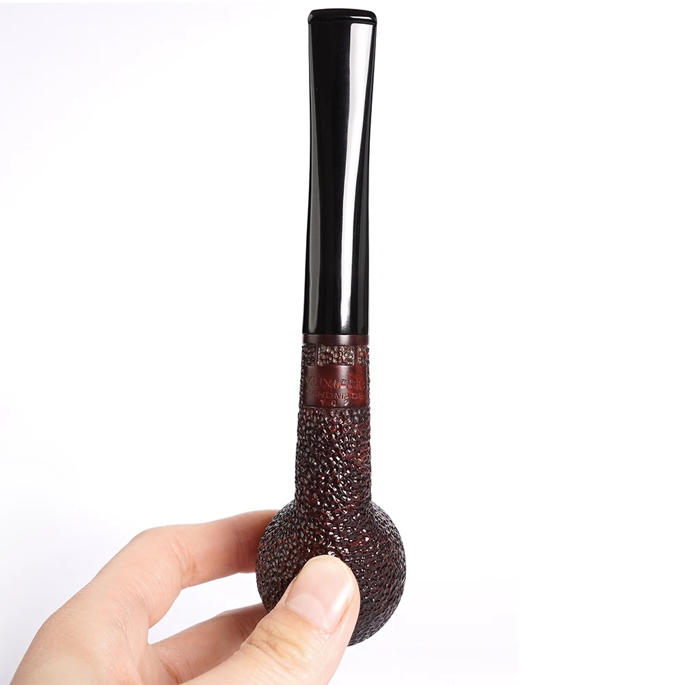 MUXIANG straight handle billiard tobacco pipe sandblasted pipe bowl i d 19mm acrylic straight pipe handle handmade briar pipe