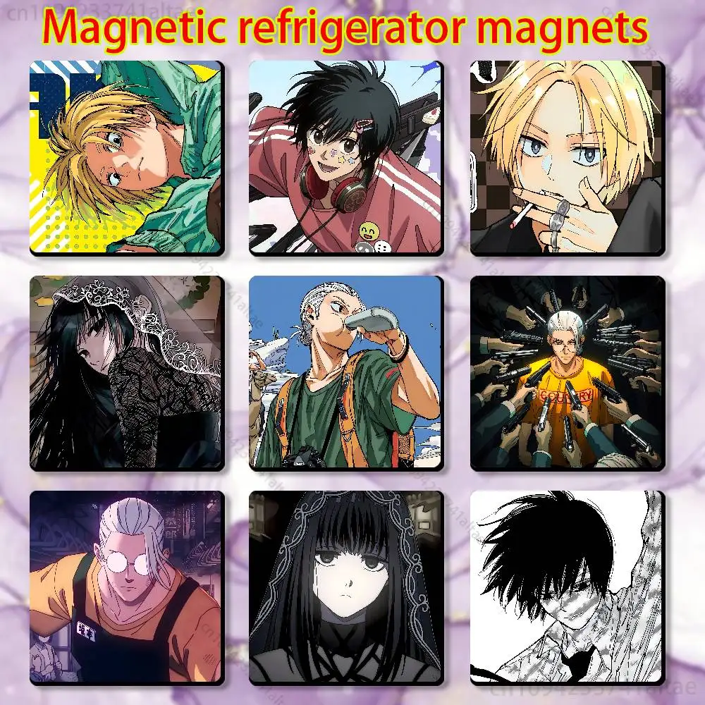 

S-Sakamoto D-Days cartoon Fridge Magnet Square Stickers Personalize Home Decor Souvenirs Gift