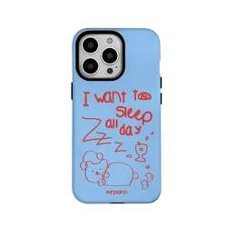 Korean Ins Blue Sleep Day Case for IPHONE 16 PRO MAX 14 13 PRO 13 PRO MAX 15 15PLUS 15PRO XR XS Acrylic Hard Mobile Phone Cases