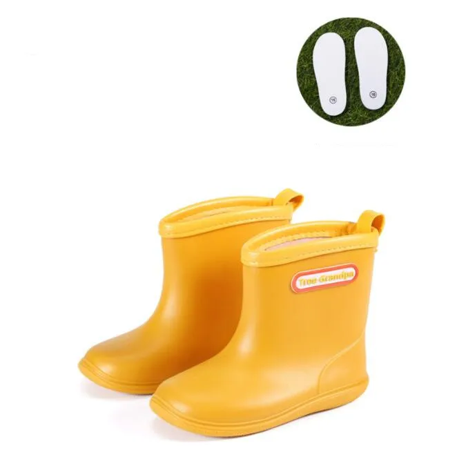 New Kids Rain Shoes Girls Boys Rainboots PVC Waterproof Mid-Calf Water Shoes Soft Rubber Anti-Slippery Children Toddler Rain Sho