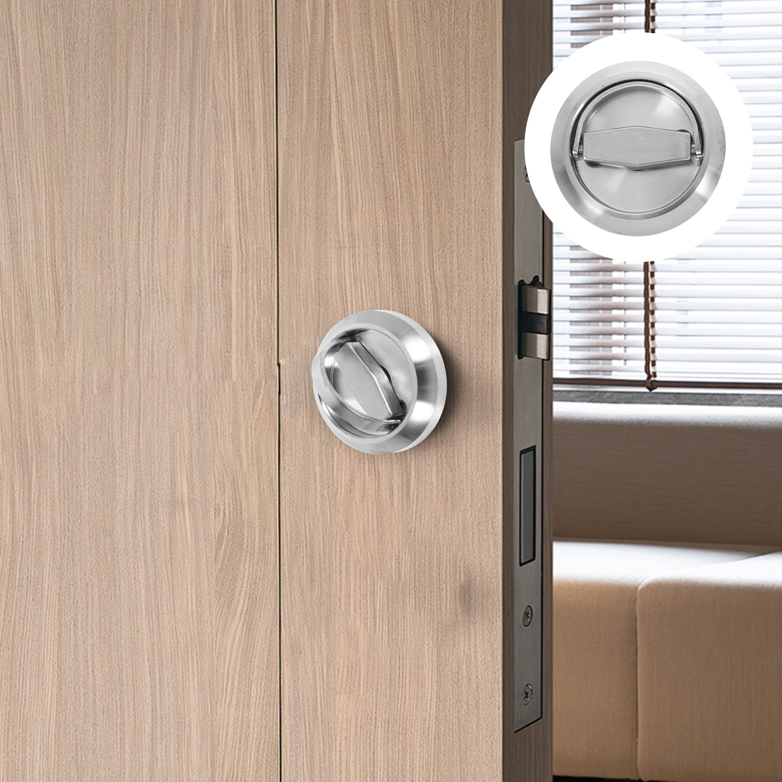 

2pcs Pull Ring Handle Cabinet Door Handles Concealed Hidden Stainless Steel Flush Lock Durable Rotation Versatile for Home