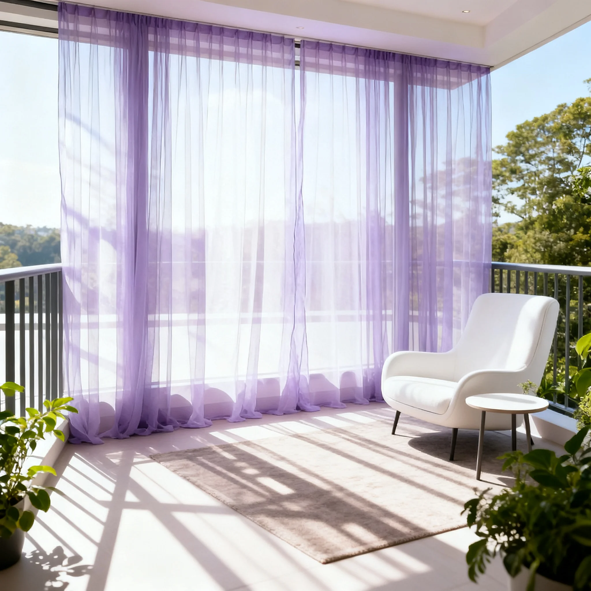 Rideaux en Tulle transparent violet lavande, 2 pièces, draperies de fenêtre douces romantiques pour chambre à coucher et salon