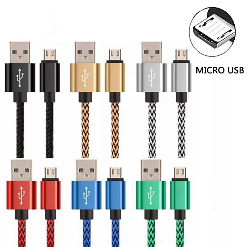 Mikro USB 2.4A gyors chagring Kábel Nylon Adalék Kábel Kötél számára samsung Csillagrendszer a3/a5/a7 android telefon Mobil devices 1M 2M 3M