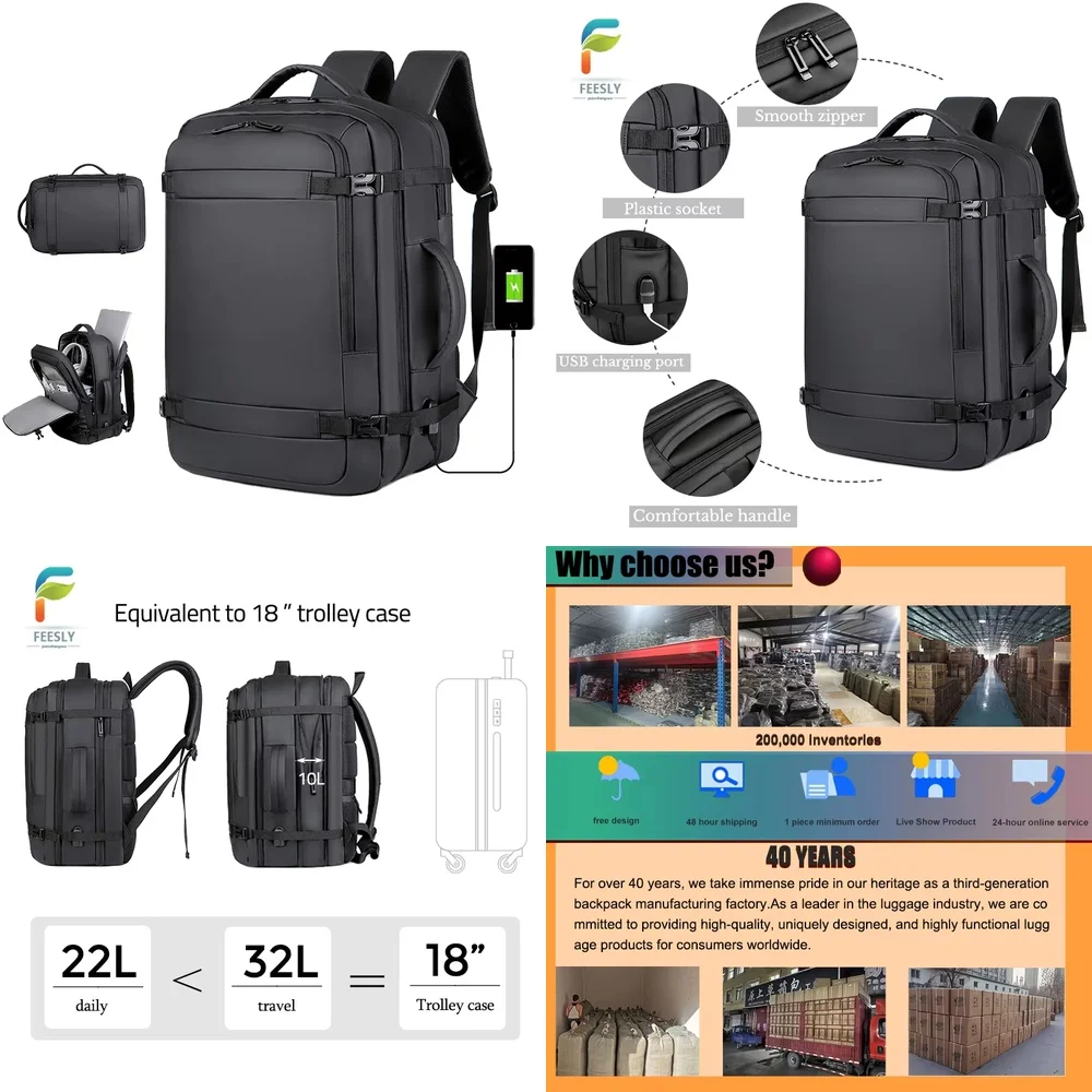 

New Fashion Student Laptop Backpack for USB Charger Port Large Capacity Waterproof Durable School College Travel Backpack for