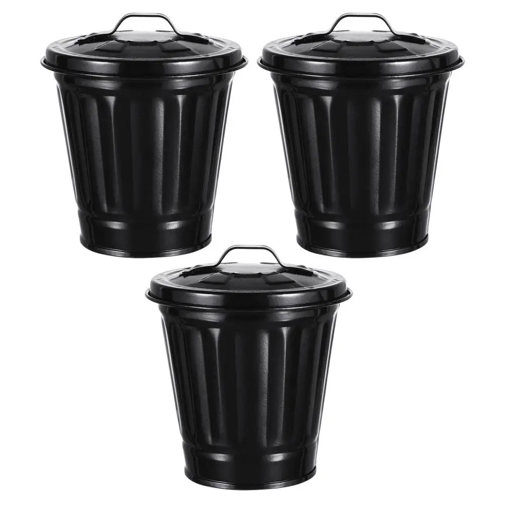 3 Pcs Mini Countertop Trash Can Cute Desktop Bedroom Garbage with Lid Car Bin Pen Holder Litter Kitchen Waste Basket Small