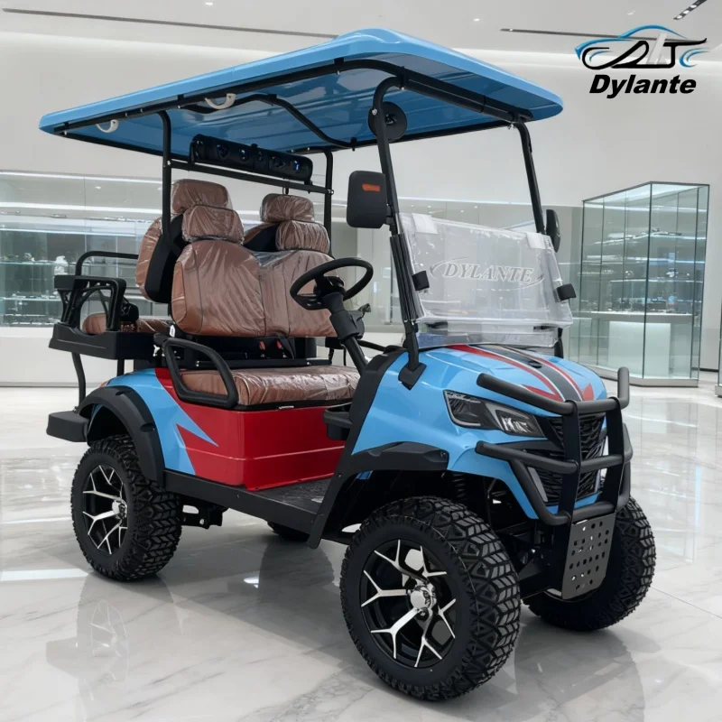 

2026 Новая электрическая тележка для гольфа мощностью 4 кВт, диапазон съемки 2 + 2, внедорожник, оснащенный большим развлекательным экраном