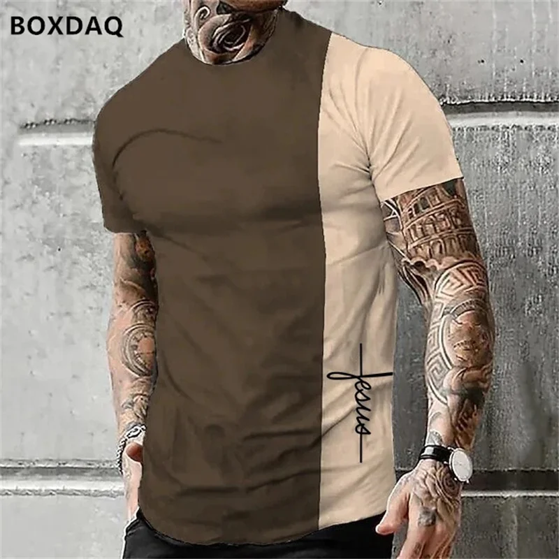 Trend Men\'s T-Shirts Letter Print High Quality O-Neck Tee Everyday Casual Clothing Sports Fitness Oversized Tops 6XL Plus Size