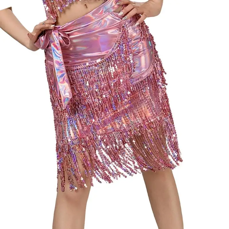 39BD Múa Bụng Hông Khăn Buộc Dây Kim Sa Lấp Lánh Váy Lấp Lánh Quấn Váy Bellydance Trang Phục Cho Halloween Raves Đảng Clubwear