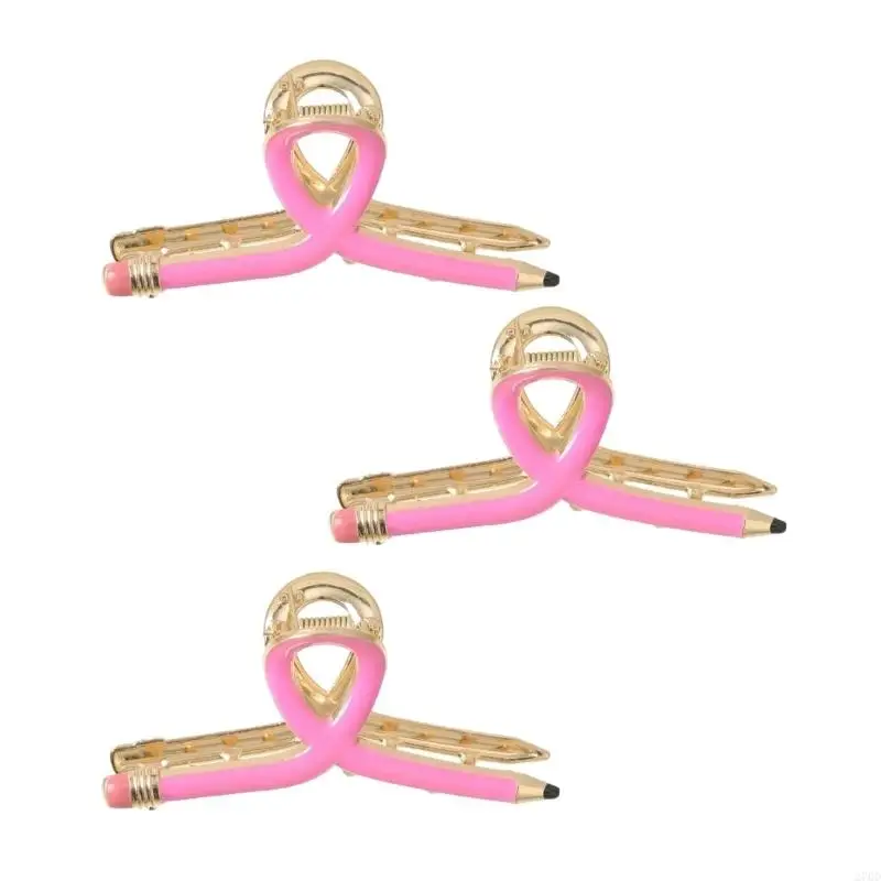 3PCS Metal Pencil Hair Claw Clip Set Funny Teacher Accessories With Strong Grip School Event Dressingup Essential - view 2