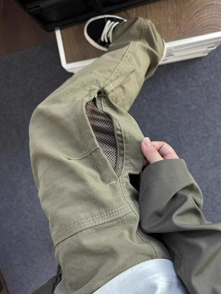 

American Retro Vibe Men's Nylon Outdoor Workwear Pants Breathable Loose Straight Leg Trousers Summer Faion Casual Pants