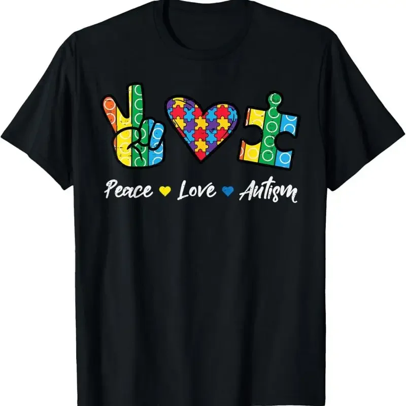 Peace Love Autism Puzzle Awareness Autistic Kids T Shirt