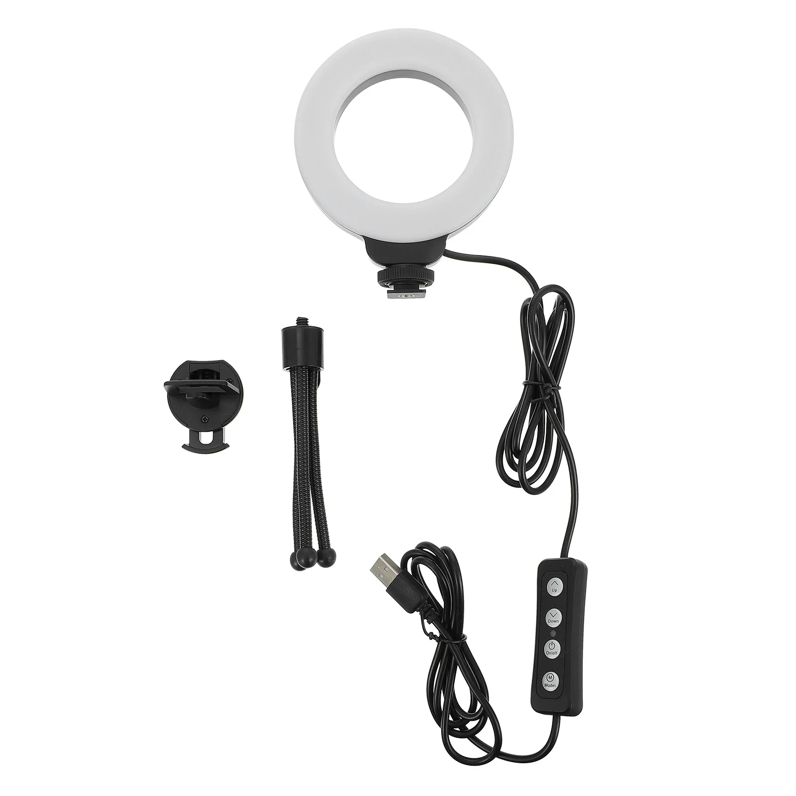 

1 Set Mini Ring Video Conference Webcam Photography Fill Light Adjustable Brightness Clip Triangle Bracket Included Soft Uniform