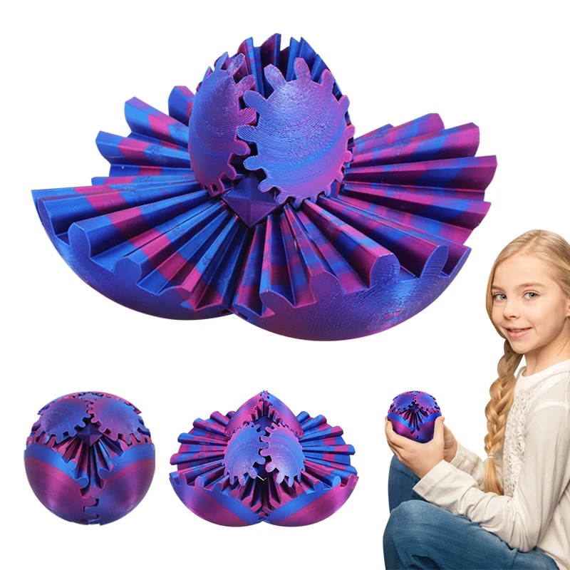 2024 3D Printed Gear Ball Rotating Stress and Anxiety Relief Desktop Decoration Adjustable Rotation Direction Toy Birthday Gift