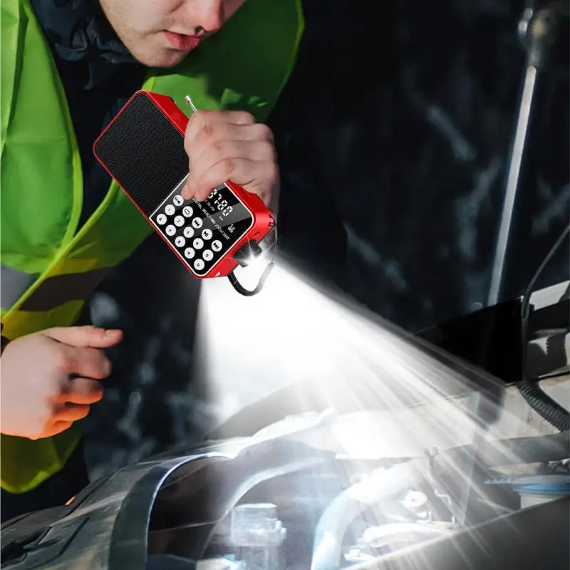 Портативные радиоприемники Портативный цифровой AM FM метеорологический радиоприемник Маленький фонарик снаряжение для выживания Разъем для наушников Гаджет для кемпинга в помещении