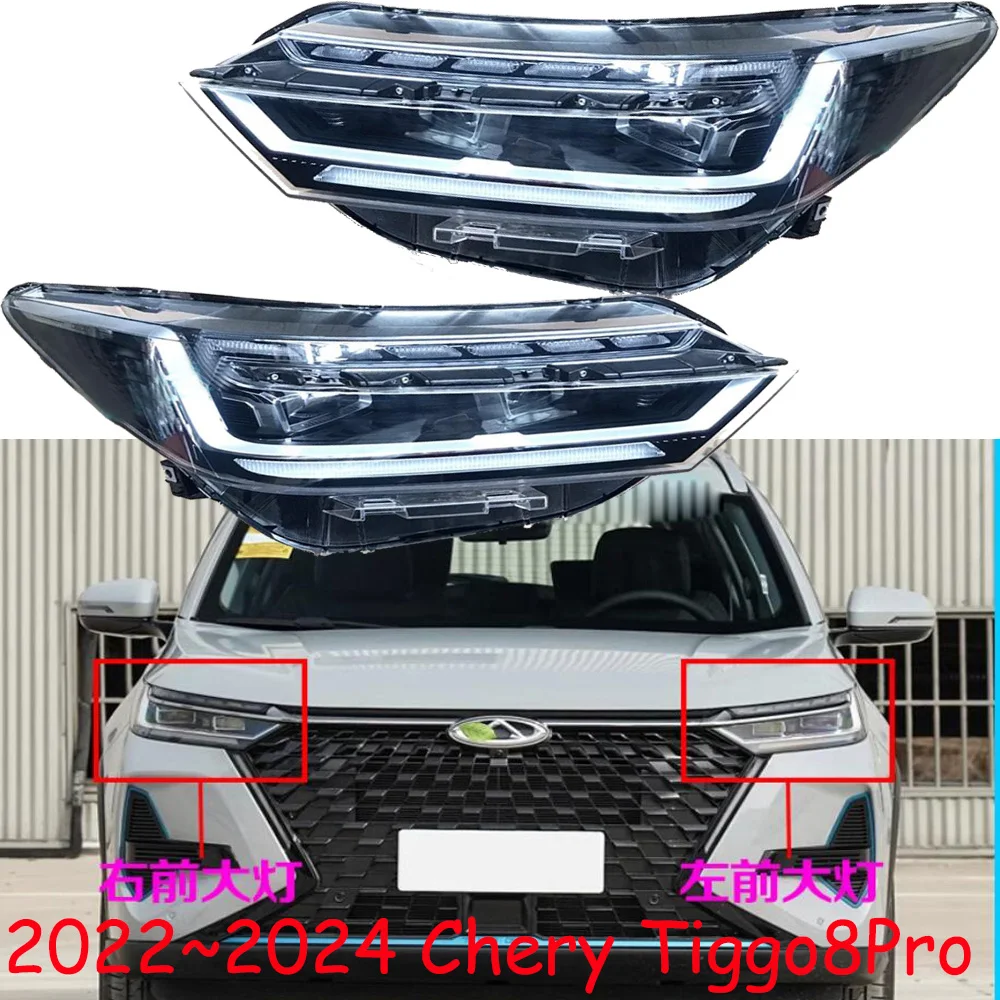 1pcs car accessories bupmer head light for Chery Tiggo8 pro headlight 2022～2024y daytime light chery Tiggo 8 fog lamp