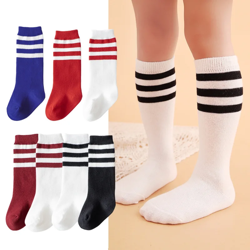 

Spring Stripe Cotton Knee High Socks For Girls Kids Child Casual Long Princess Leisure Sports Socks For Children Boys 0-8 Years