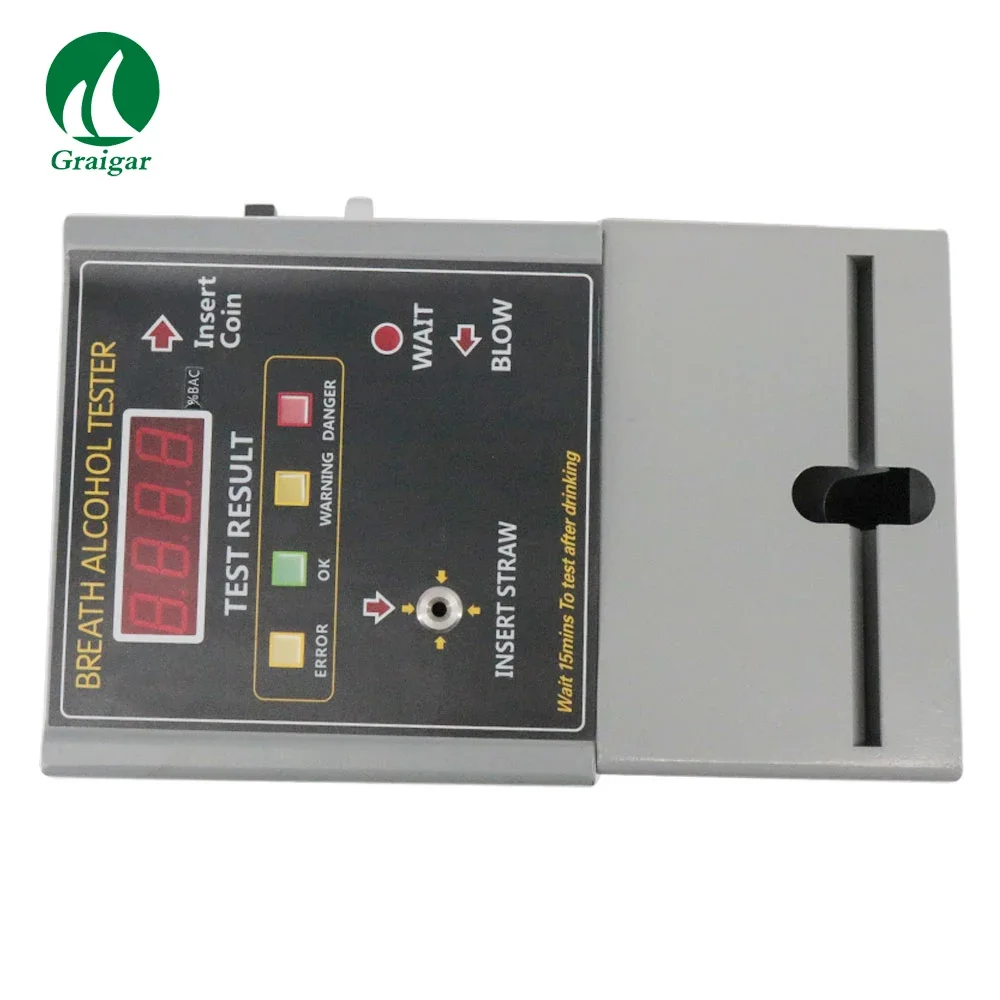 AT319 Coin Operated Breathalyzer Alcohol Tester with Bright LED Guide the Operation on the Panel