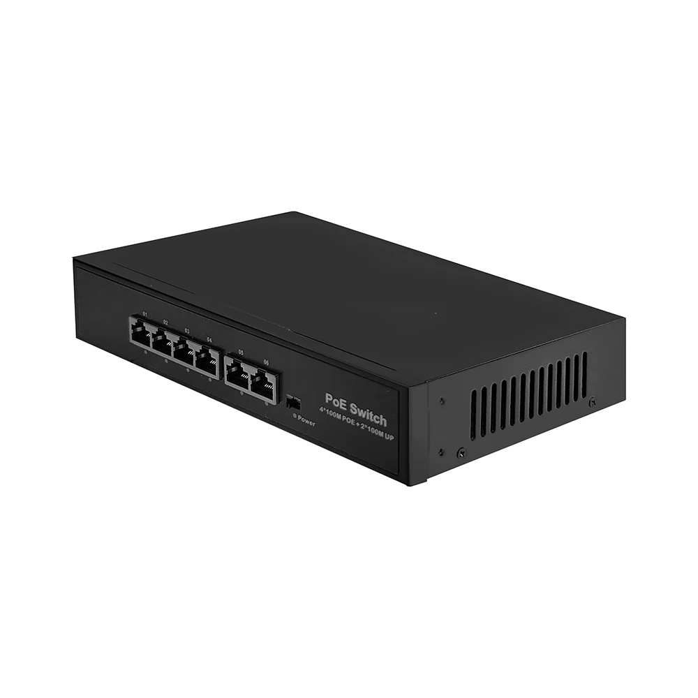 48V POE Switch 6 Port 10/100Mbps Smart Switch for IP Camera / Wireless AP /CCTV Camera 1.2Gbps Full-duplex IEEE802.3 AF/AT