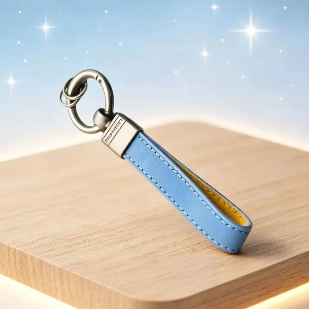 

Fashionable Exquisite Double Sided Customized Top Level Cowhide Metal Keychain Multifunctional Compact Gift Name Carving
