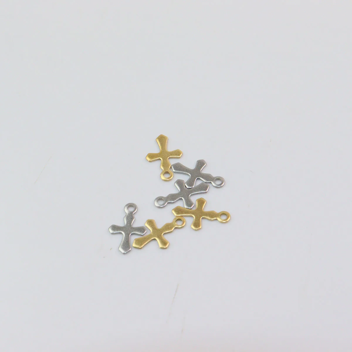 20/100pcs 12*8mm Wholesale StainlessSteel Mini Cross Dangling Charms DIY Anklets Earrings Bracelets Vacuum Plate 2 Colors