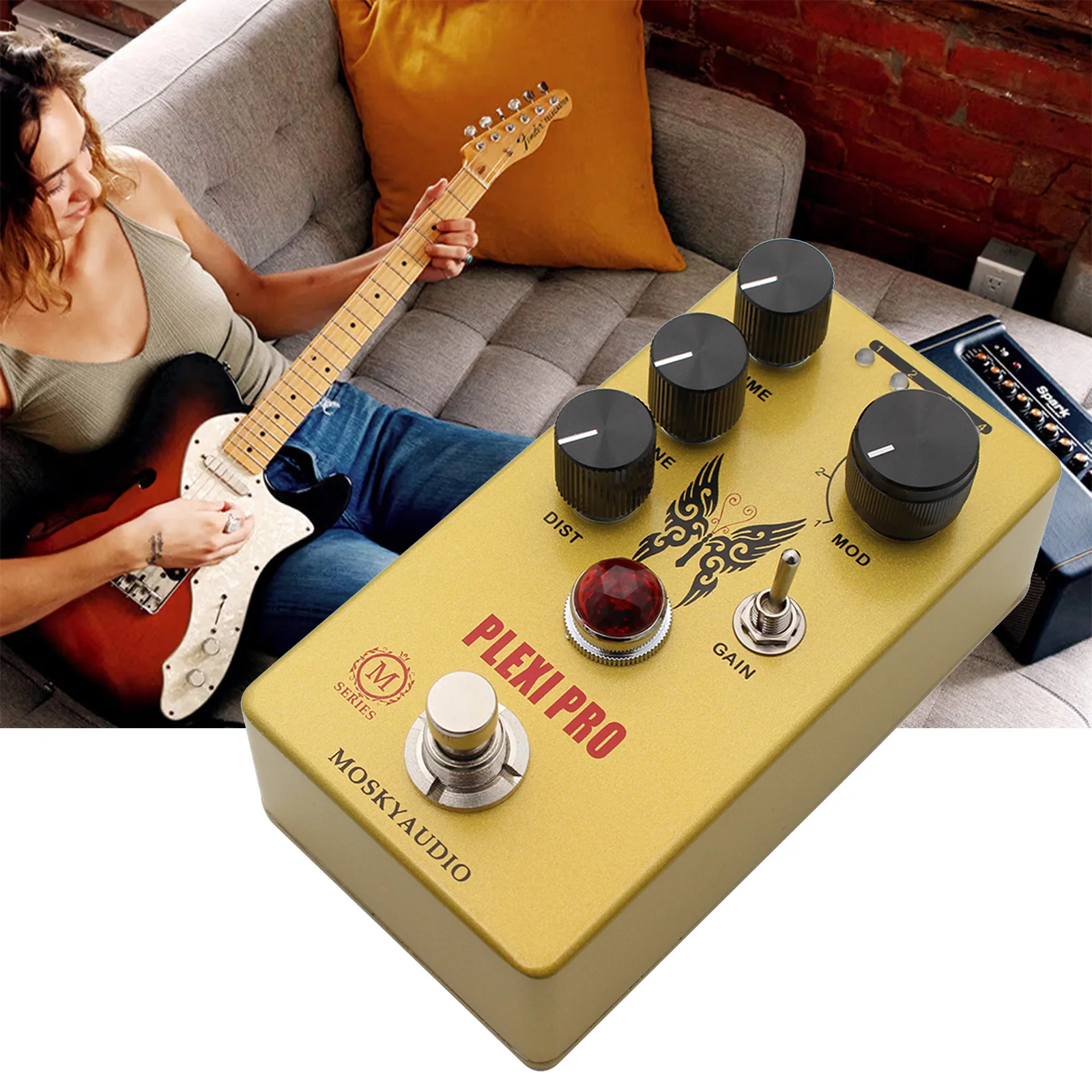 MOSKY AUDIO PLEXI PRO Guitar Effect Pedal Distortion with VOLUME TONE 4 Models Knob True Bypass Metal for Music Lovers