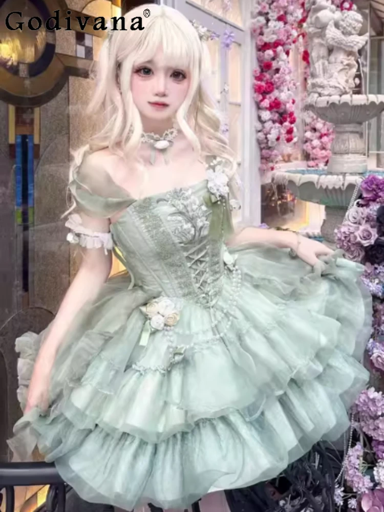 

Pastoral Style Mori Japanese Original Lolita Dress Evening Dress Sweet Girl Student Coming-of-Age Princess Jsk Dress