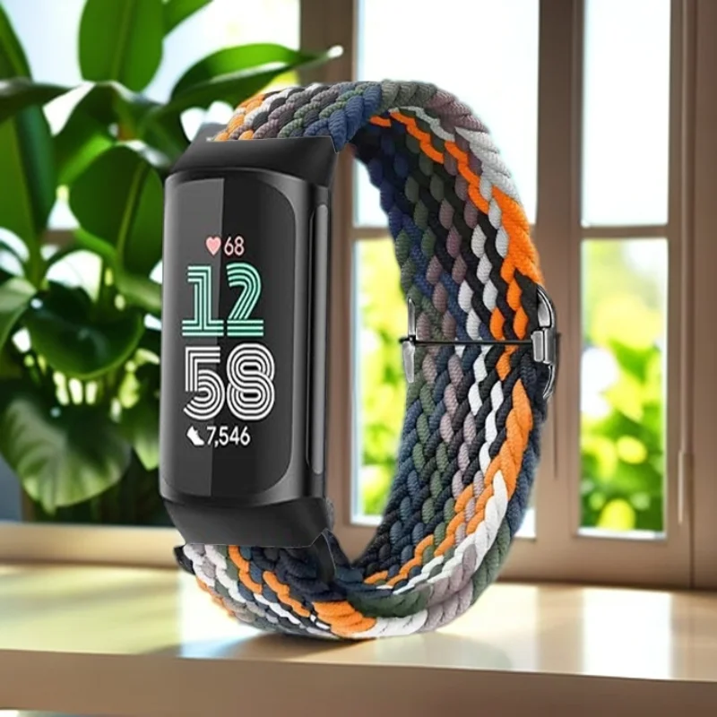 Stretchy Nylon Strap For Fitbit Charge 6 5 Elastic Woven Soft Sport Breathable Watch Band Loop Replacement For Fitbit Charge 5 6