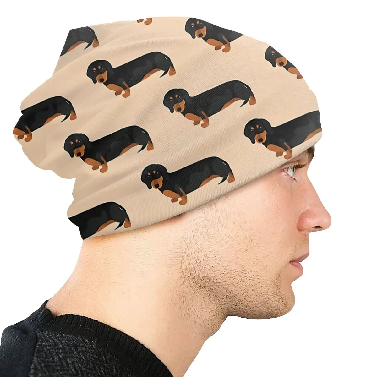 Dachshund Black Dog Men Women Thin Beanies Cycling Ski Cap Skullies Bonnet Hat