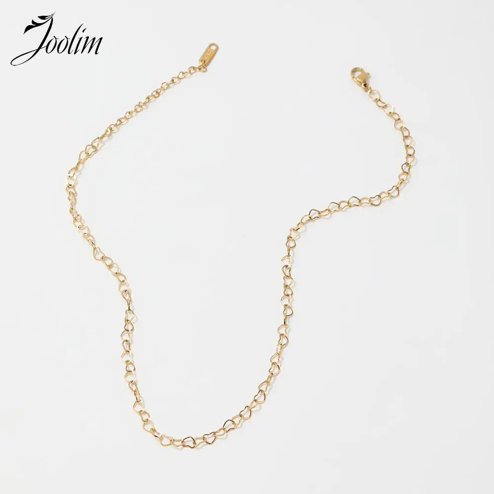 Joolim Jewelry Pvd Wholesale Waterproof Fashion Love Heart Link Chain Stainless Steel Necklace For Women