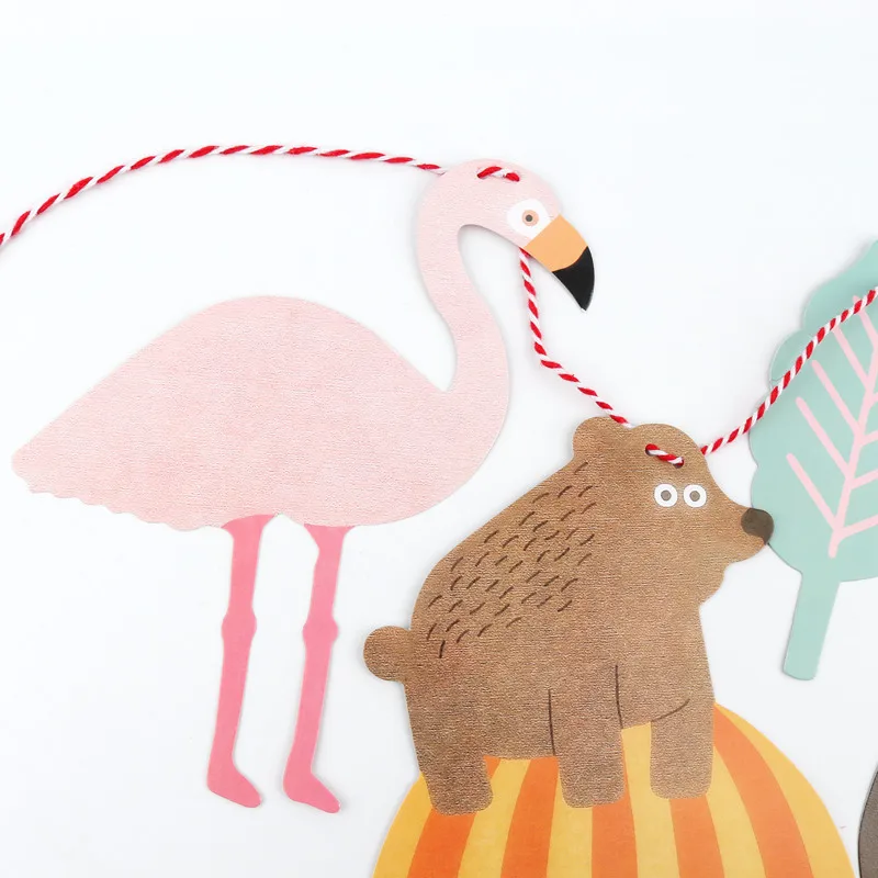 1pc Pull Flag 2m Rope Tropical Rainforest Animals Koala Bear Monkey Flamingo Child Penguin Birethday Party Kindergarten Decor