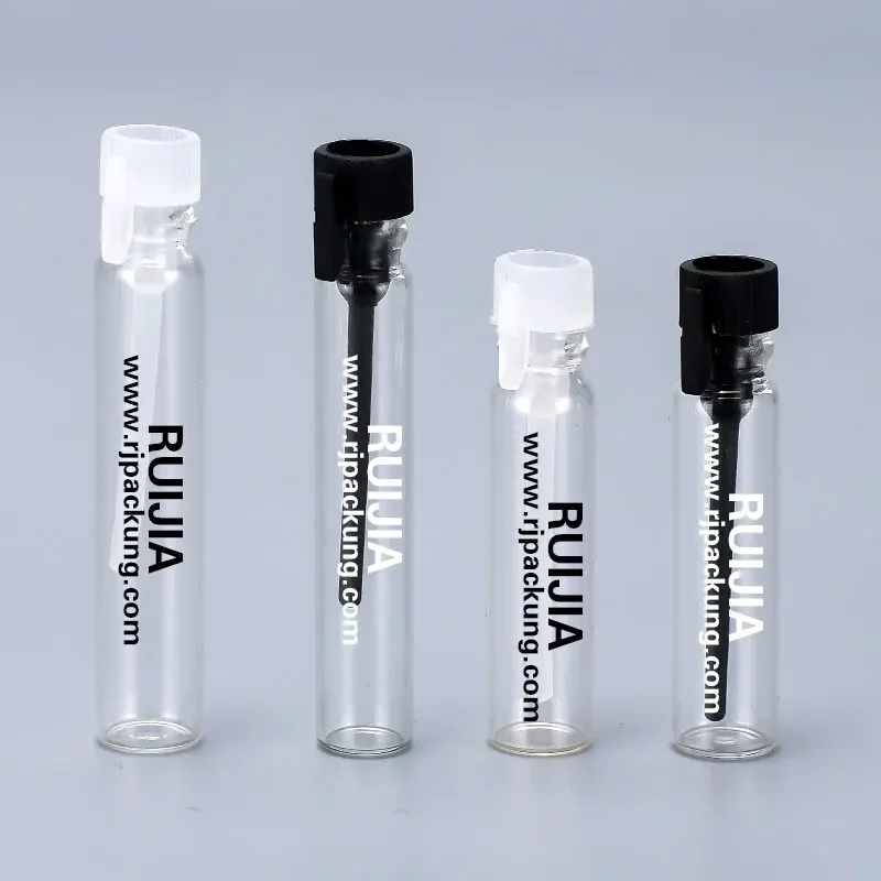 

5000pcs Stock 1ml 2ml 3ml Mini Glass Vial with Plastic Stopper Empty Glass Perfume test Tube Sample Display Bottles for Travel