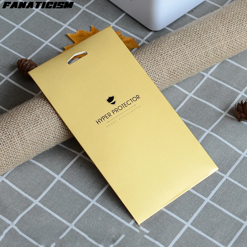 50pcs 100pcs 200pcs 500pcs 1000pcs Universal Cardboard Packaging Box For iPhone Tempered Glass Screen Protector Golden Paper Box