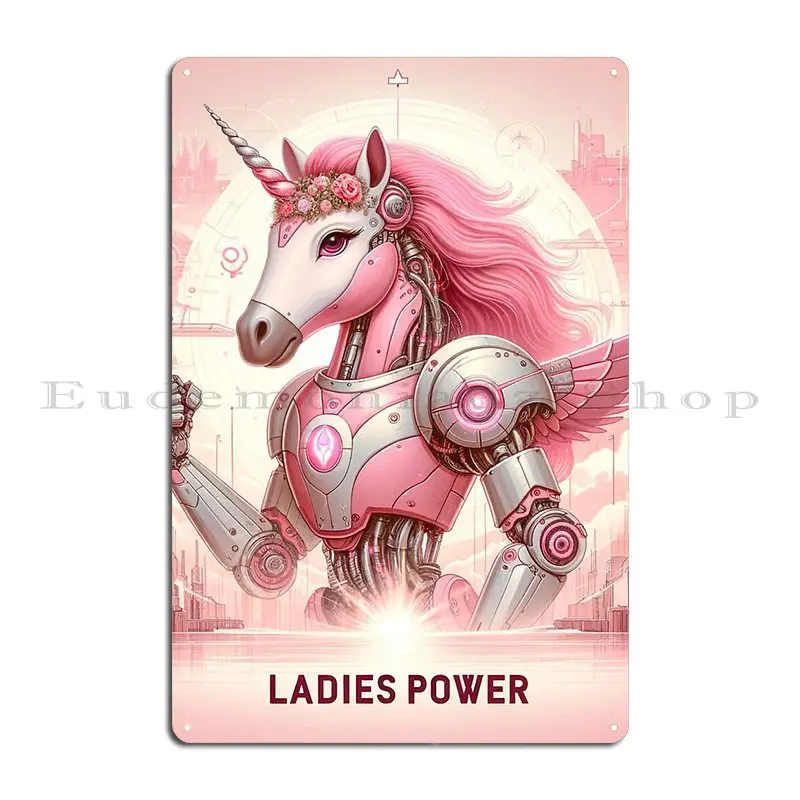 Ladies Power Unicorn Princes Pink Metal Sign Plaques Wall Decor Wall Plaque Designer