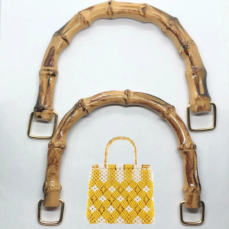 1PC Imitation Bamboo Bag Handle With Gold Buckle DIY D-shaped Bag Handle Replacement Handbag Purse Tote Handle Bags Accessories