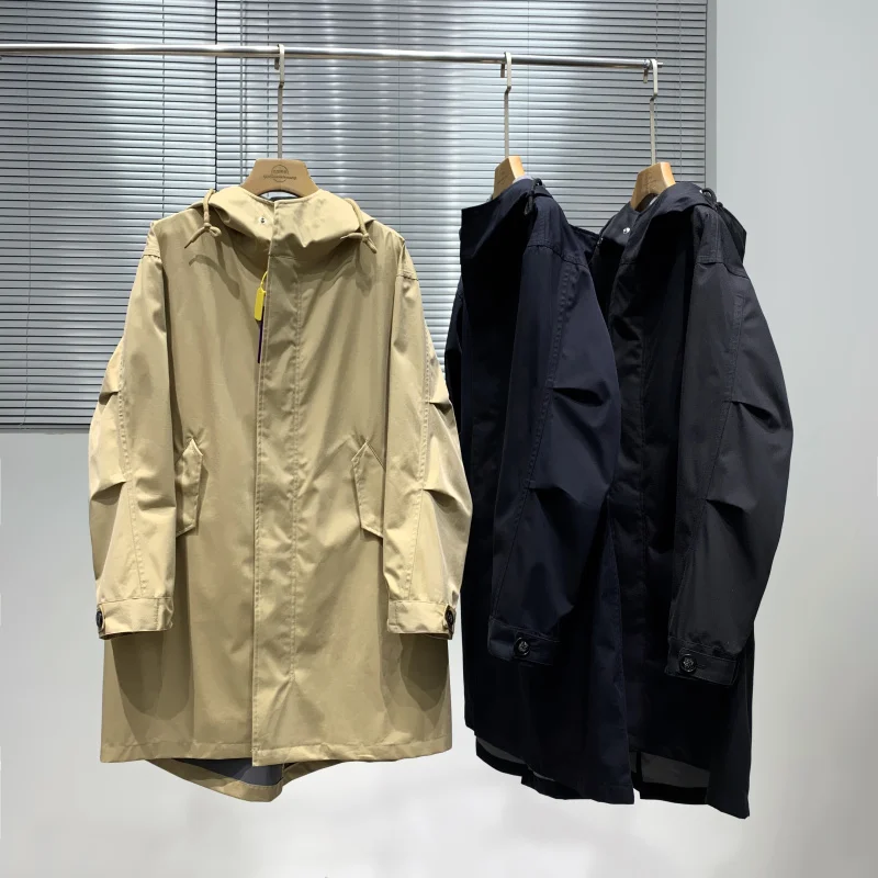 

Мужская ветровка премиум-класса: полностью проклеенные швы, водонепроницаемая, дышащая, с капюшоном, средней длины, модная, городская, стильная, весенняя верхняя одежда