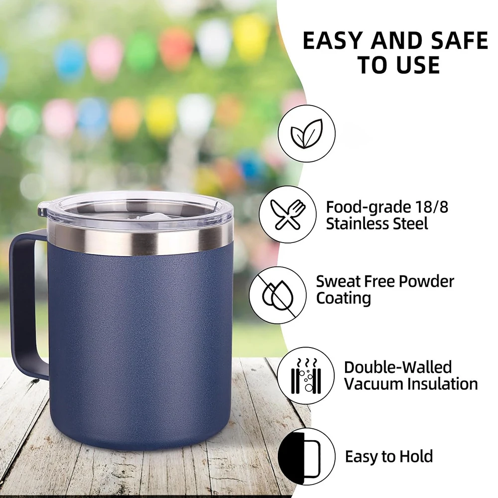 14 oz (approx. 396.9 g) Mug, Vacuum Insulated, Stainless Steel with Lid