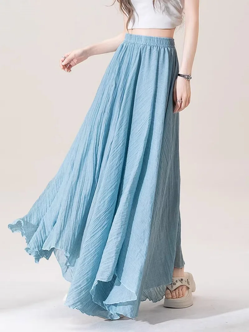 

Сексуальная длинная юбка с асимметричным подолом для женщин - синяя, с завышенной талией, эластичная, А-силуэт, макси-юбка, летняя, в стиле бохо-шик, пляжная юбка W2167