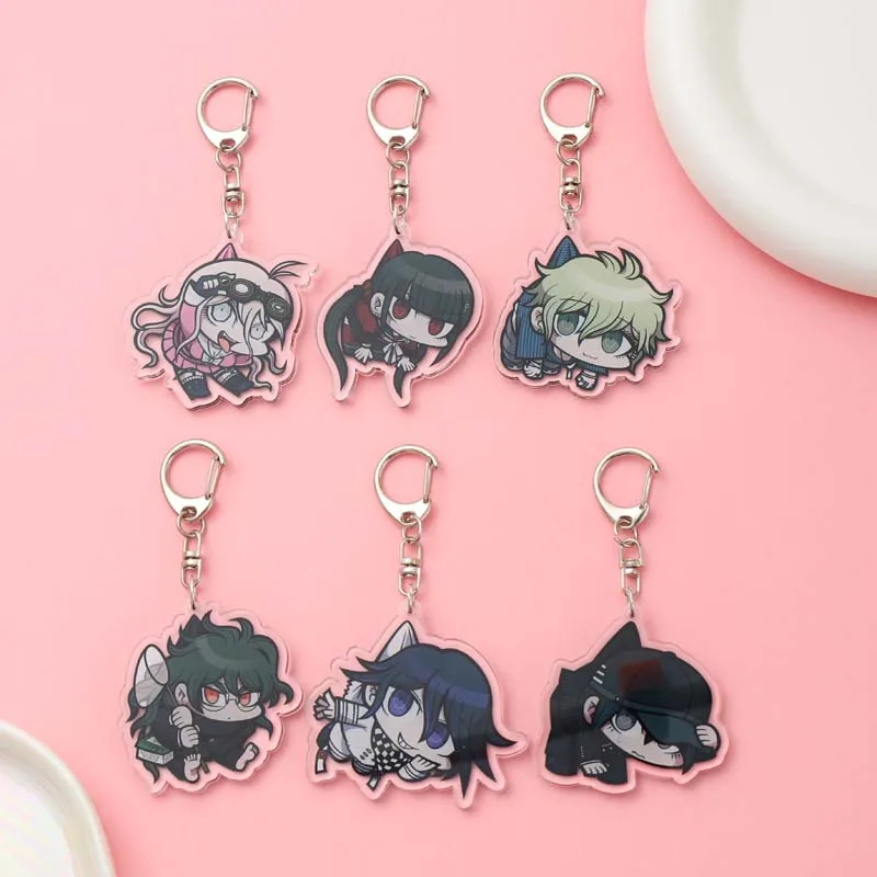 Anime Danganronpa Acrylic keychain accessaries Cartoon funny Bag Pendant cute creative charm Car Keyring Friends Fans Gifts