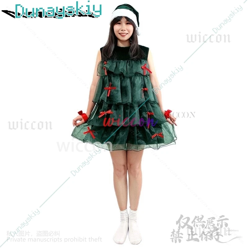 2024 Kerstkostuum Cosplay Anime Jurk Lolita Kawaii Holiday Party Danspak Groene Kanten Jurk Voor Vrouw Meisjes Aangepast