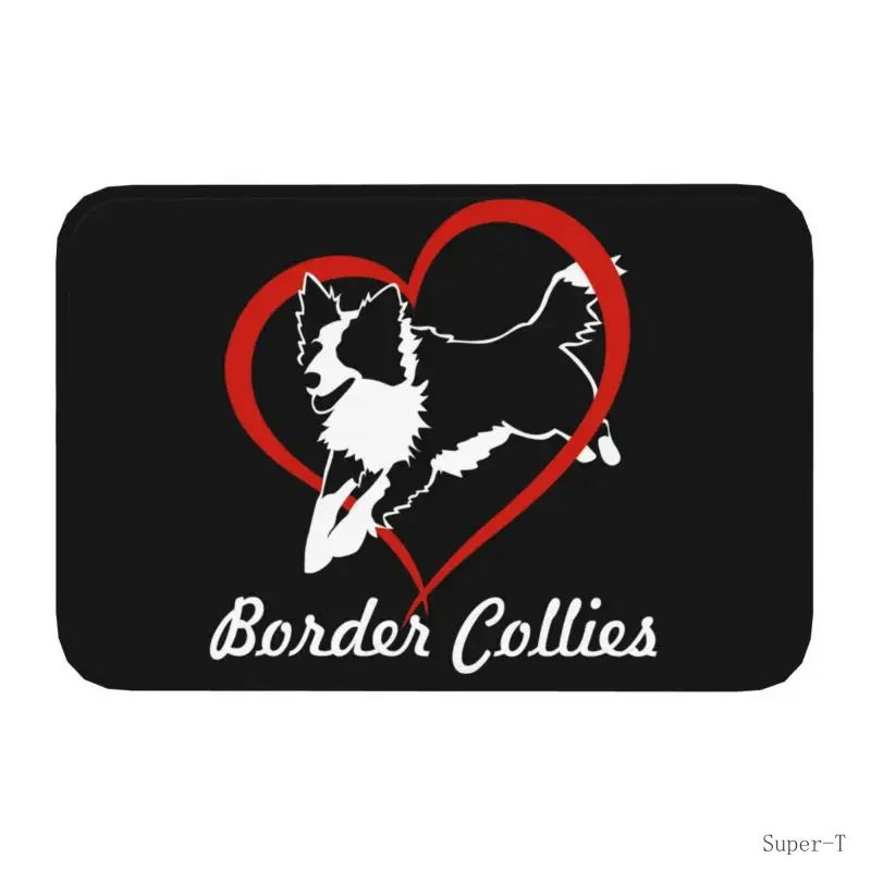 Custom Cute Love Border Collies Doormat Anti-Slip Entrance Kitchen Bathroom Door Floor Mats Dog Pet Toilet Rug Carpet Footpad