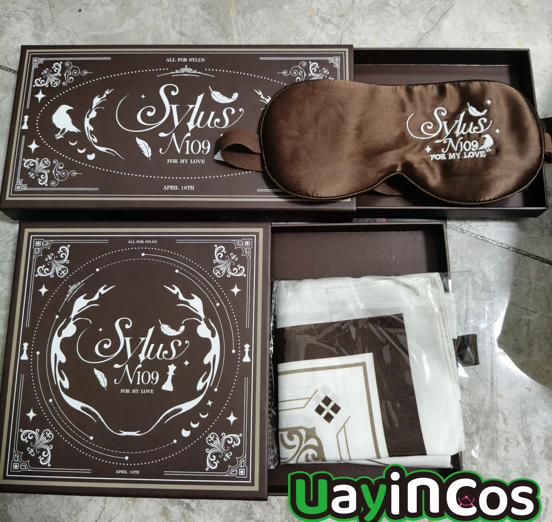 In Stock Official Love and Deepspace Sylus 0418 Happy Birthday Series All For Qinche Badge Scarf Eyeshade Laser ticket Postcard