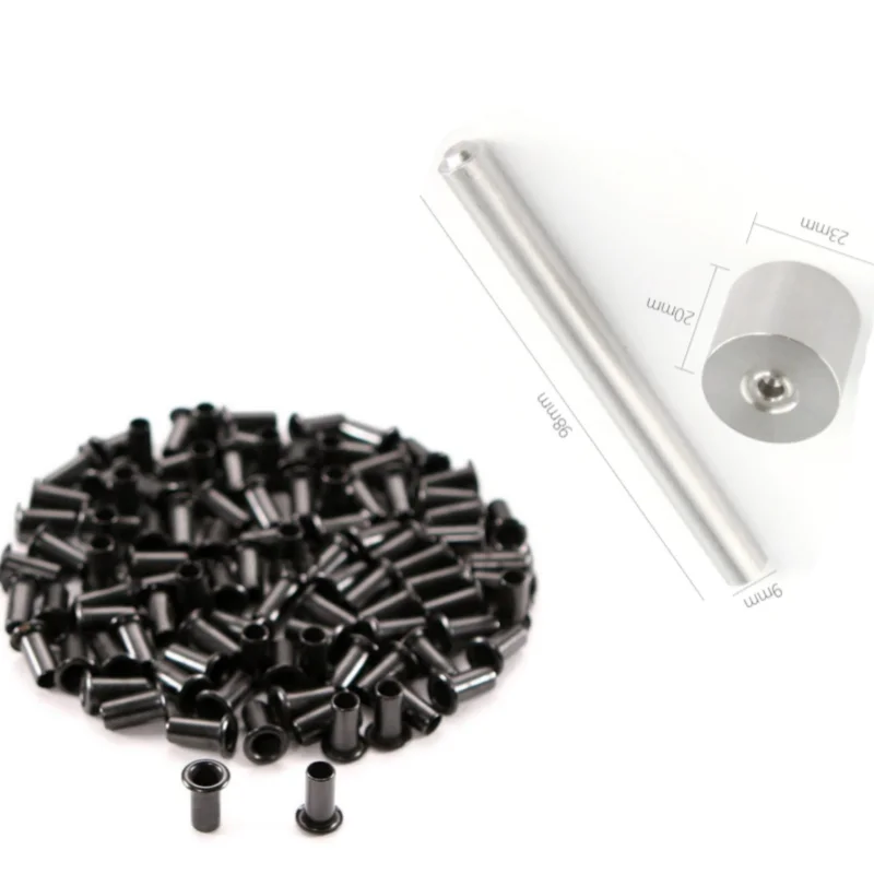 60PCS Eyelets  (Black Coated) Installation Tools Kydex Rivets for DIY Holster Sheath Making